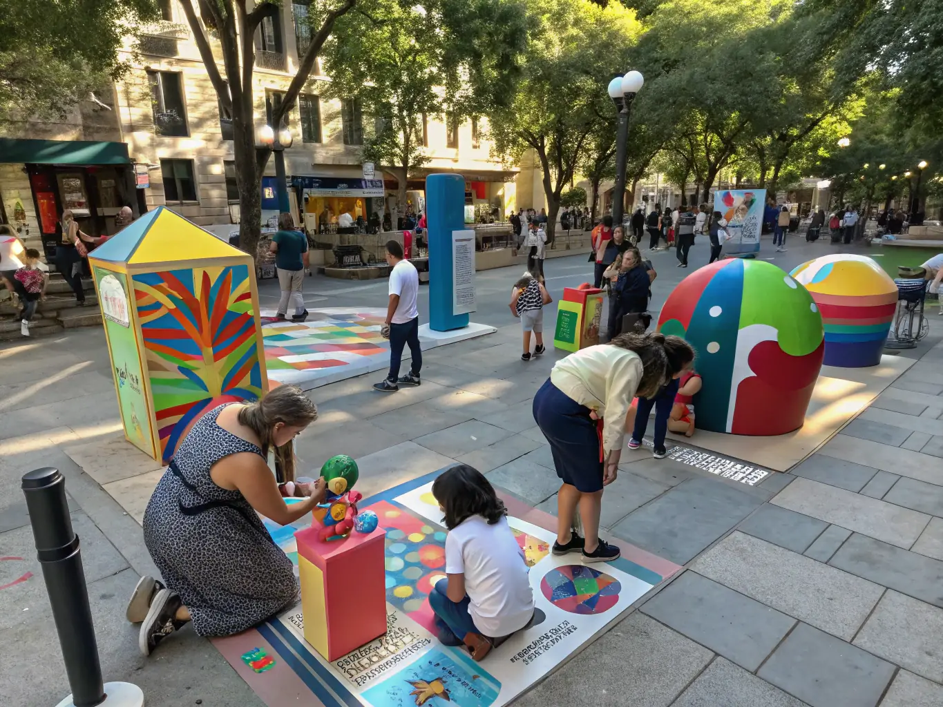 A photograph of a public art installation created by local artists and community members, showcasing NIHIL OBSTAT's efforts to beautify urban spaces and make art accessible to all.